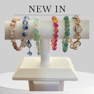 Stretch Beaded Bracelets-Lot of 6-Multicolor-Assorted Bead Types